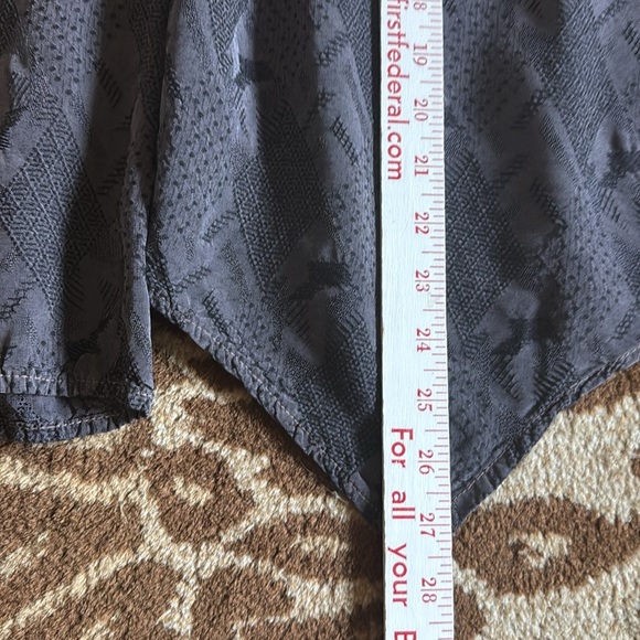 CP SHADES Diamond Embroidered Blouse Womens M button down Assymetric Lagenlook - Picture 12 of 13